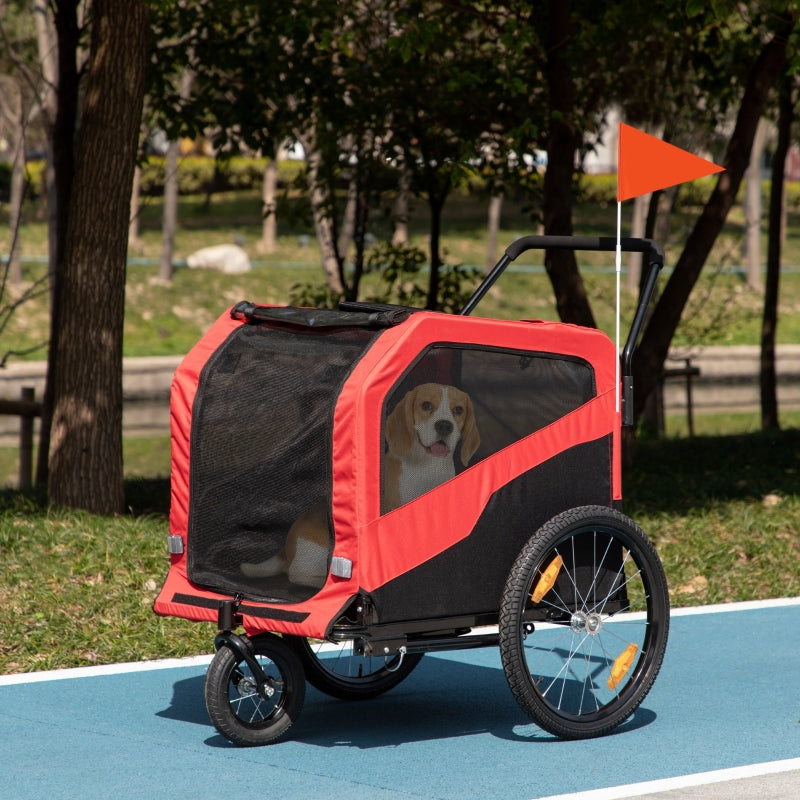 Red Large Dog Bike Trailer & Stroller Combo, 20" Wheels