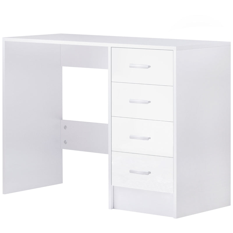 White High Gloss Computer Desk with Drawers