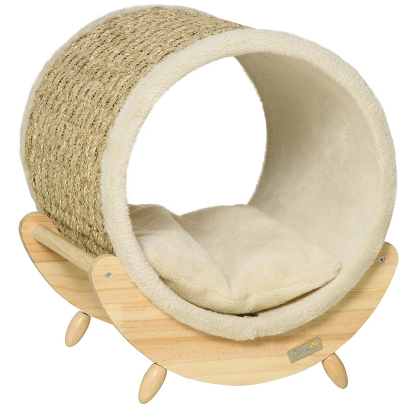 Khaki Cat House with Scratcher & Soft Cushion, 41 x 38 x 43 cm