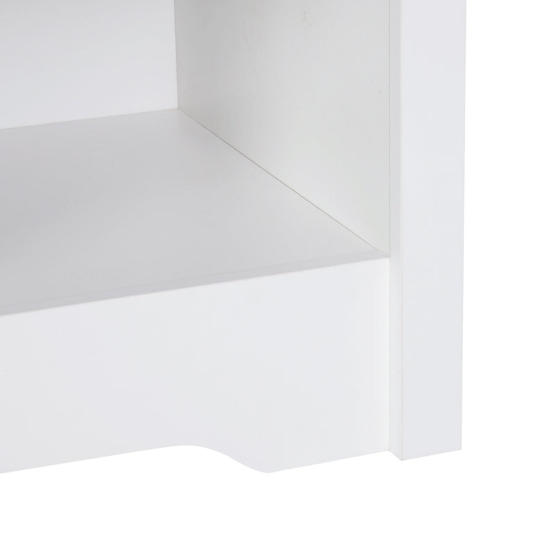 White Modern Bedside Table with Drawer Shelf