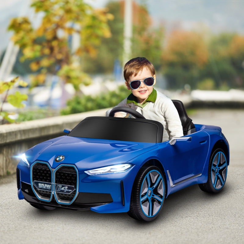 12V Kids Electric Ride-On Car - Blue BMW i4 Style