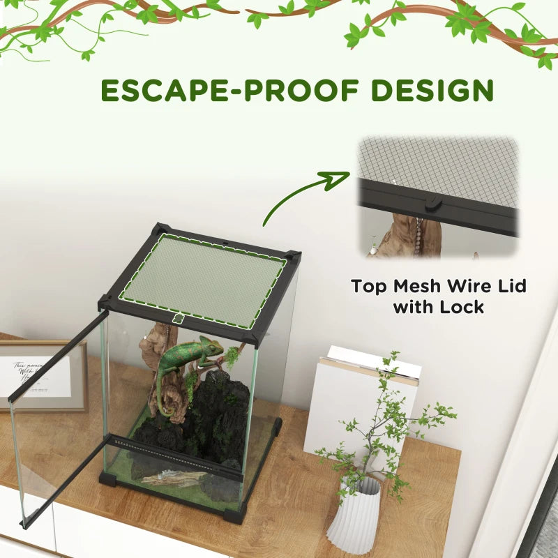 12L Reptile Vivarium Enclosure with Anti-Escape Design and Ventilation