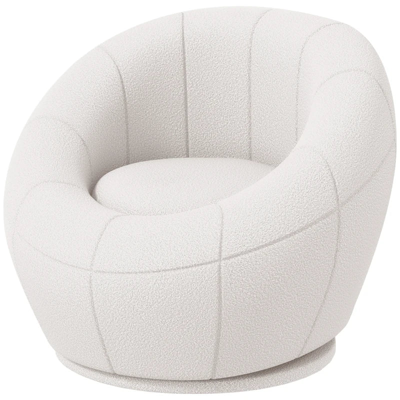 White Swivel Upholstered Accent Chair for Home