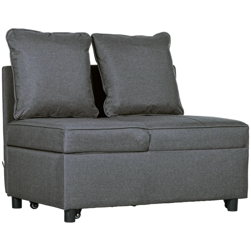 Grey Convertible Sleeper Chair Bed with Magazine Pocket