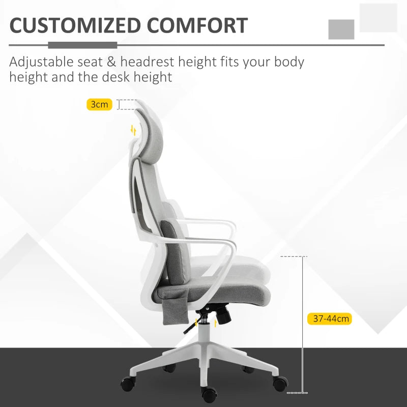 Grey Fabric Office Gaming Chair with Massage Lumbar Pillow