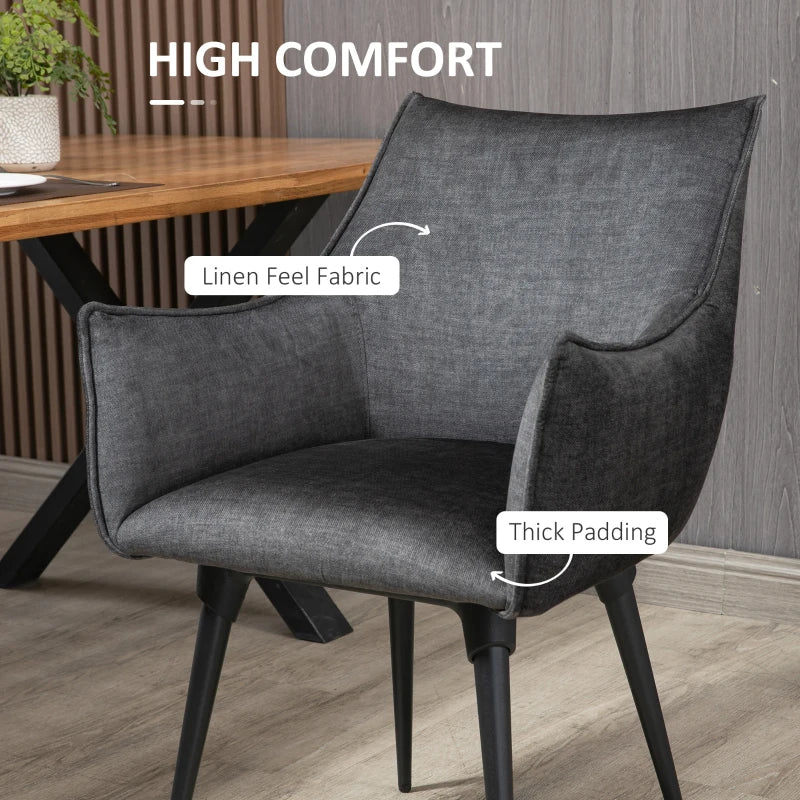 Dark Grey Steel Leg Accent Chair for Living Room and Bedroom