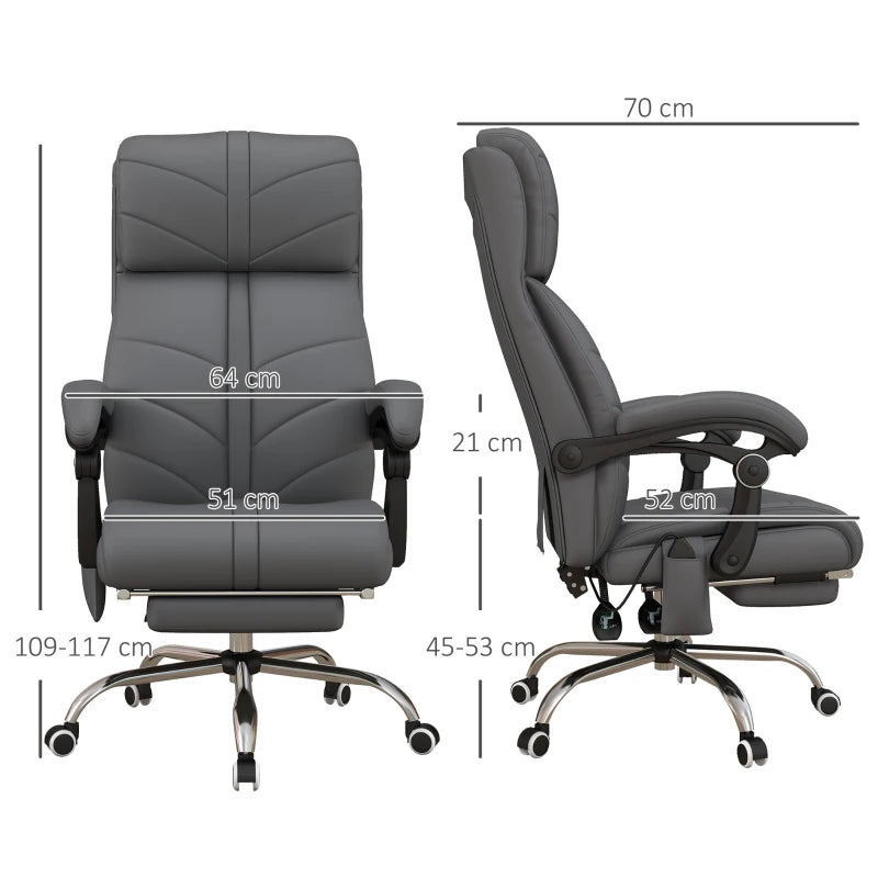 Grey Ergonomic Massage Office Chair with Heat and Footrest