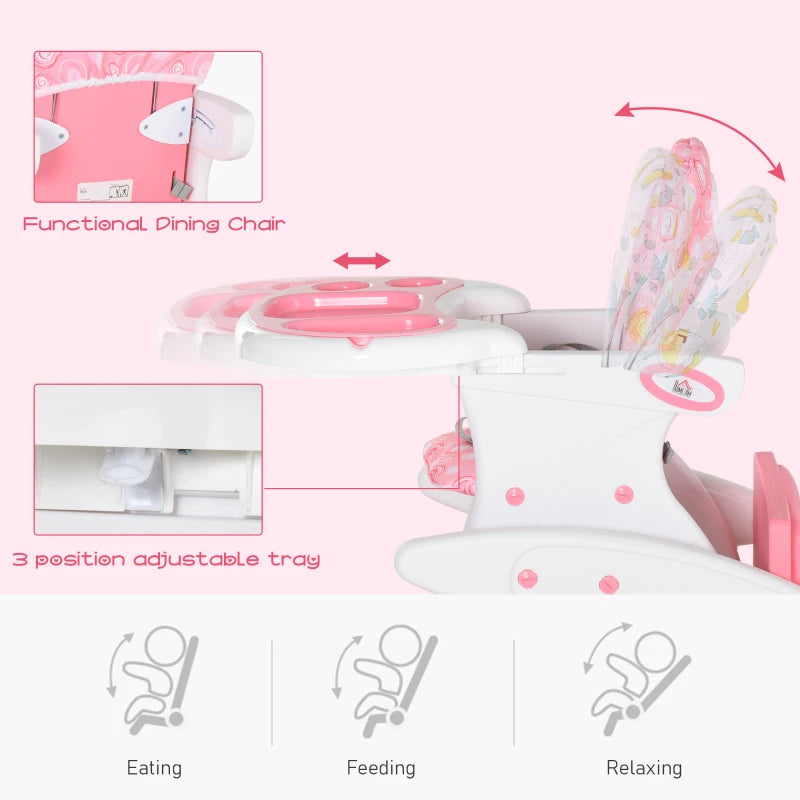 3-in-1 Pink Baby Booster High Chair