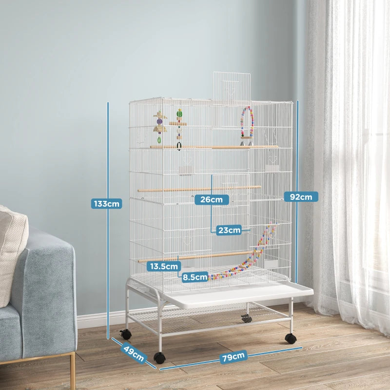 White Bird Cage Set for Canaries & Finches