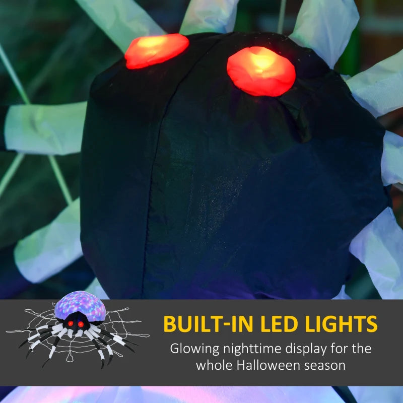 5FT Long Hanging Halloween Inflatable Spider with LED Lights - Outdoor Garden Display