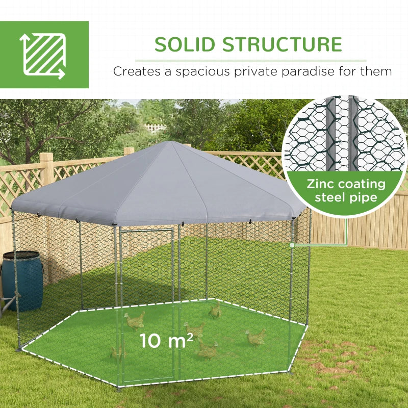 Large Outdoor Chicken Coop and Run for 10-15 Animals, 4x3.5x2.6m, Green