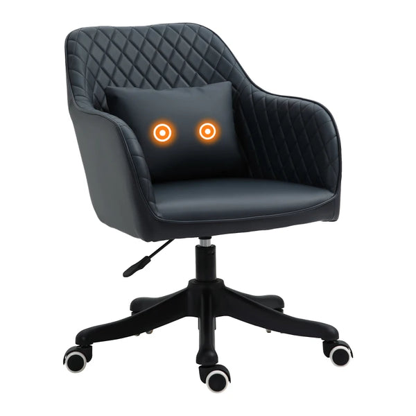Deep Blue Velvet Office Chair with Massage Lumbar Pillow