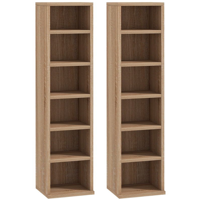 Wood-Effect CD Storage Units Set - Pack of 2 - Brown