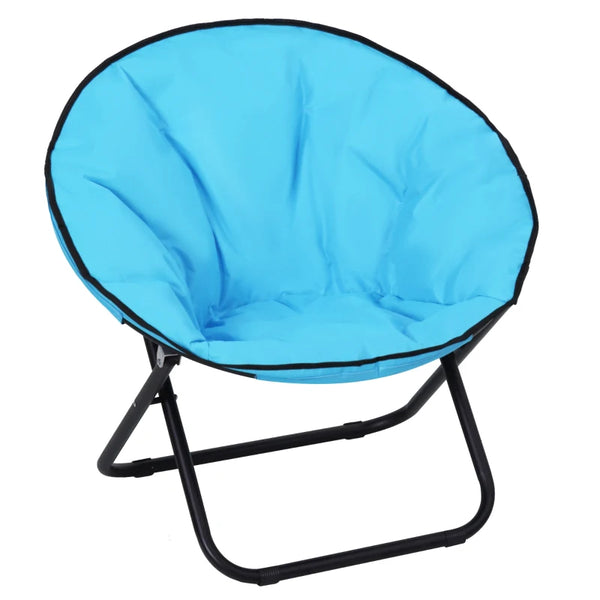 Blue Folding Padded Saucer Moon Chair for Outdoor Activities