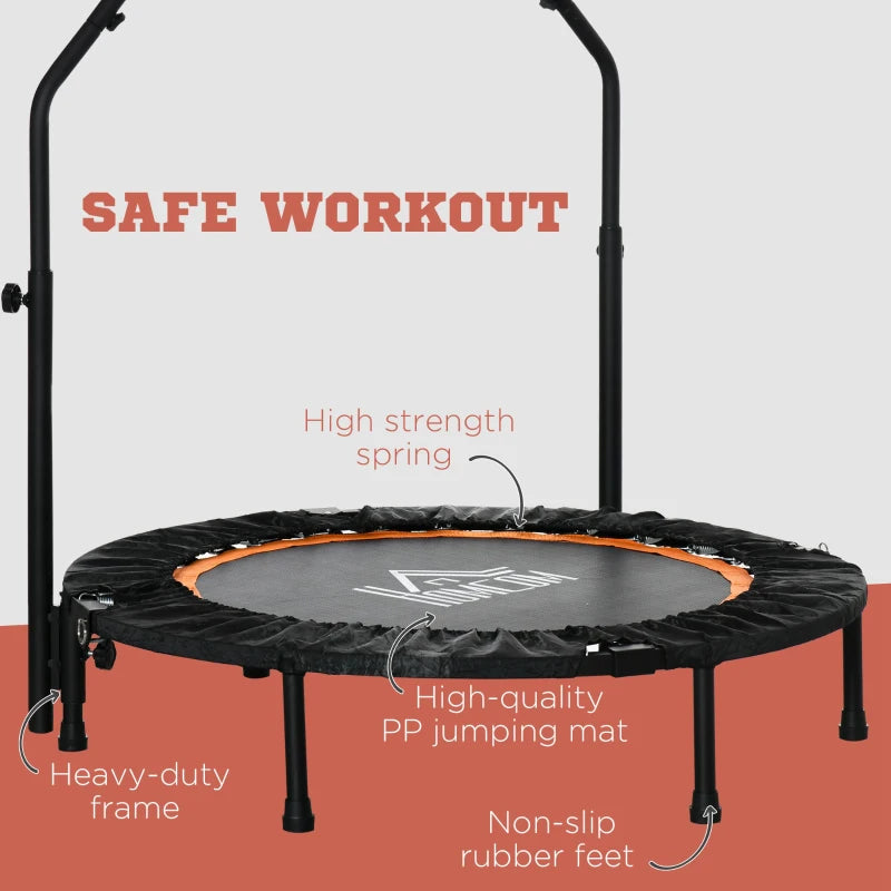 Black 40" Foldable Mini Fitness Trampoline with Adjustable Handle