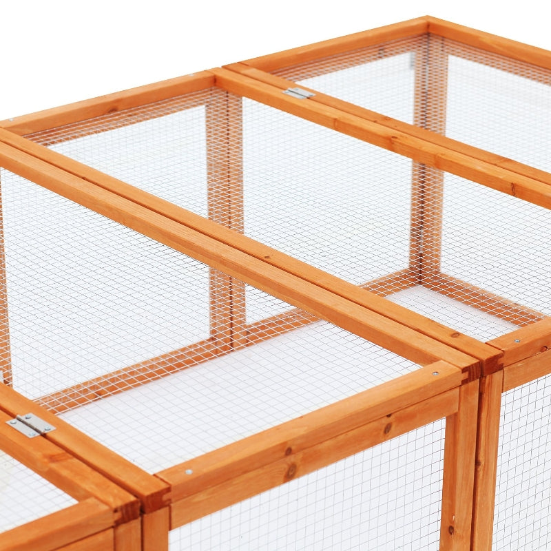 Wooden Rabbit Run Cage 6ft with Wire Mesh, Openable Roof, Outdoor Play Space - 181 x 100 x 48 cm