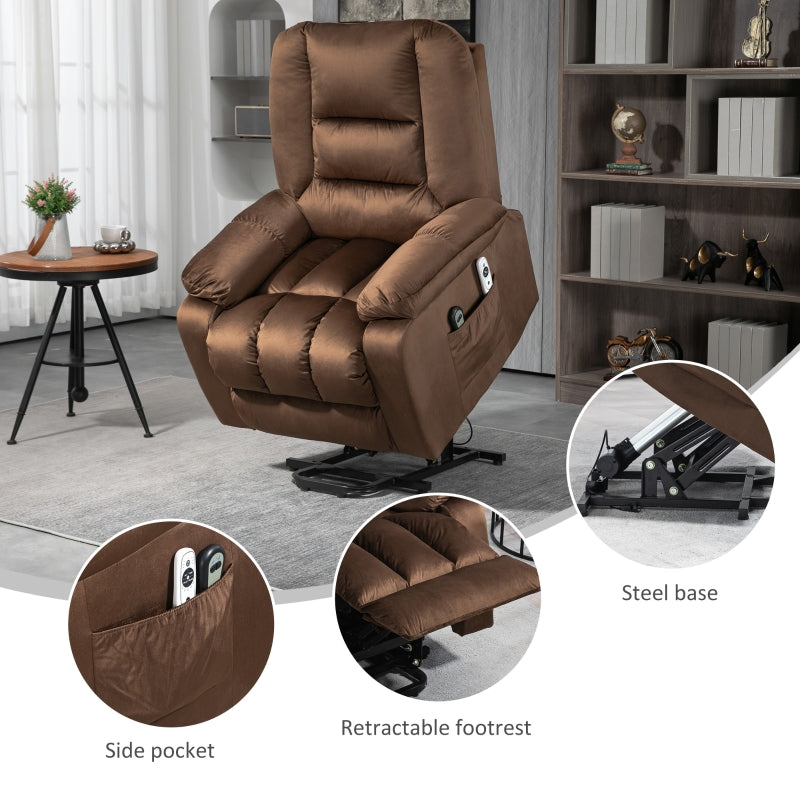 Brown Leathaire Massage Armchair with Heat and Reclining Back