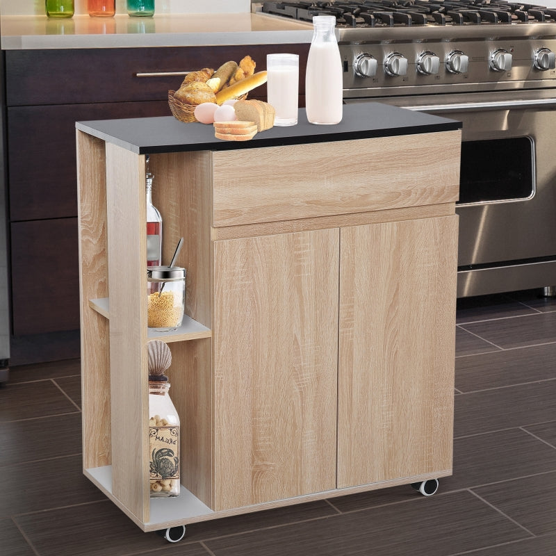 White Kitchen Storage Trolley Cart with Locking Wheels