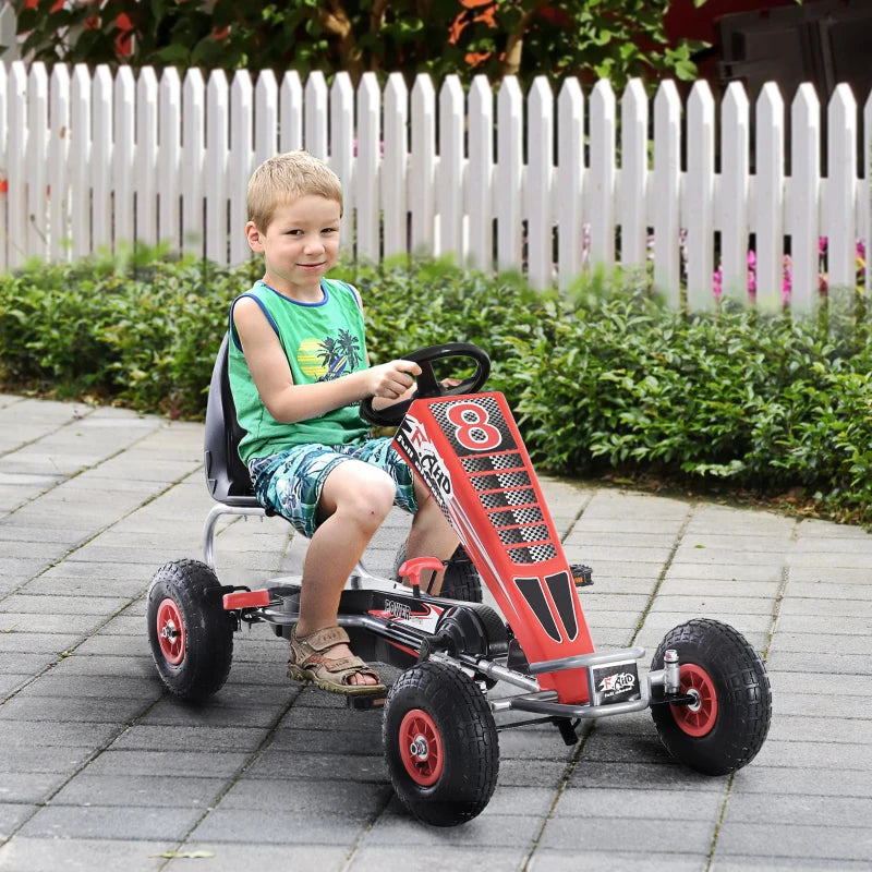 Red Pedal Go Kart with Adjustable Seat and Handbrake