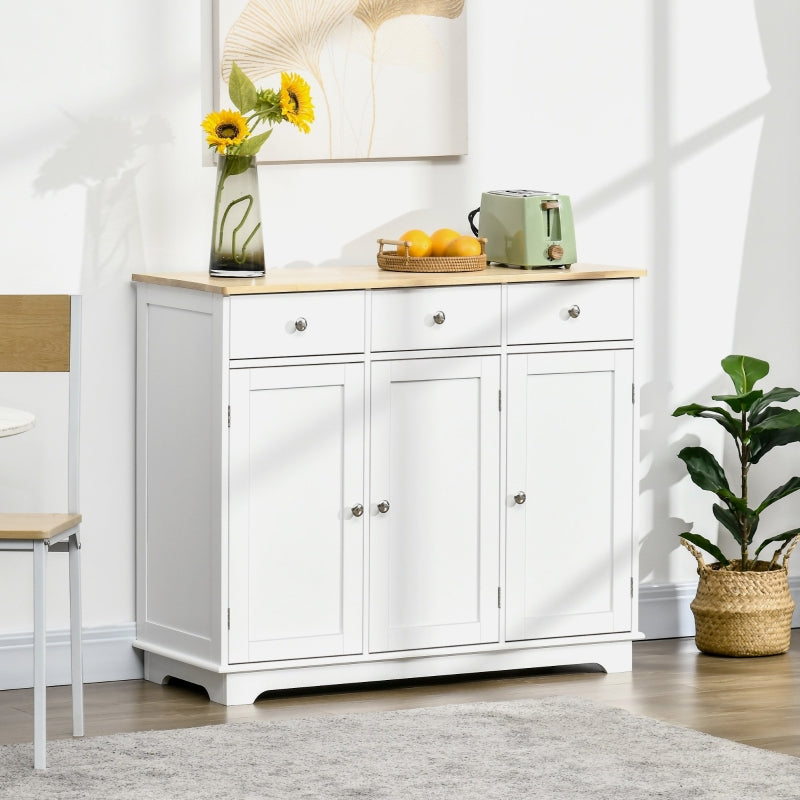 White Modern Sideboard with Storage Cabinets and Drawers