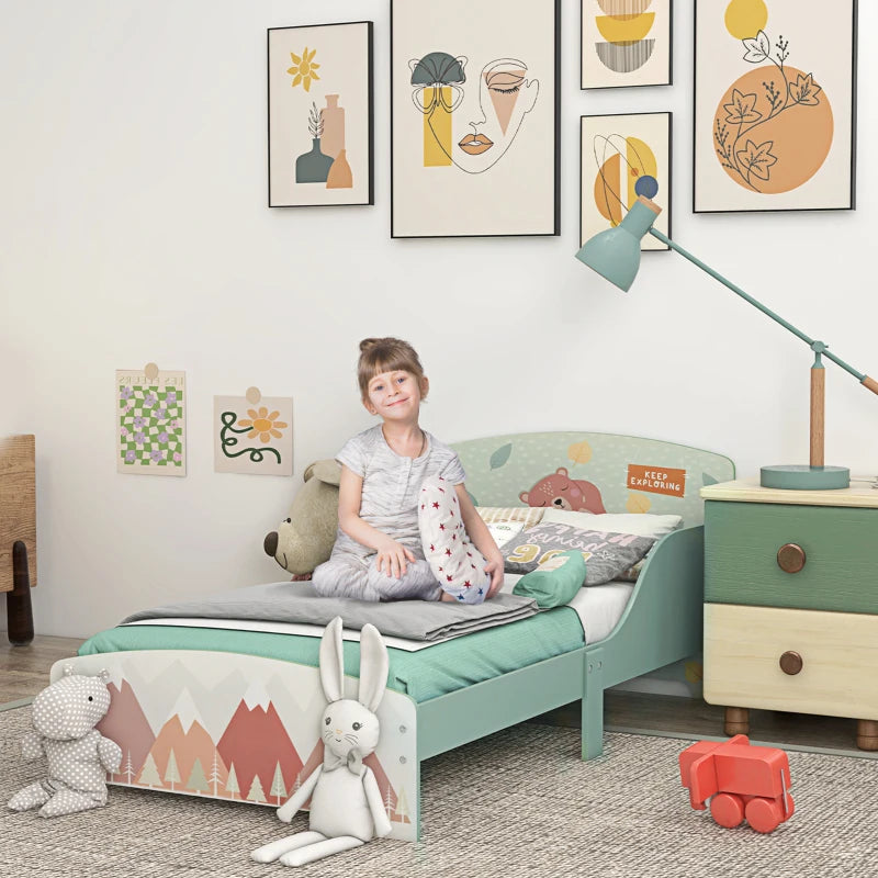 Green Toddler Bed Frame for Ages 3-6 Years