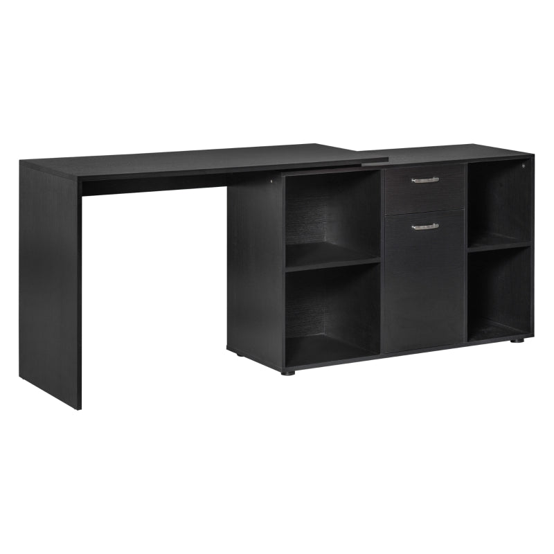 Black L-Shaped Computer Desk with Spacious Storage