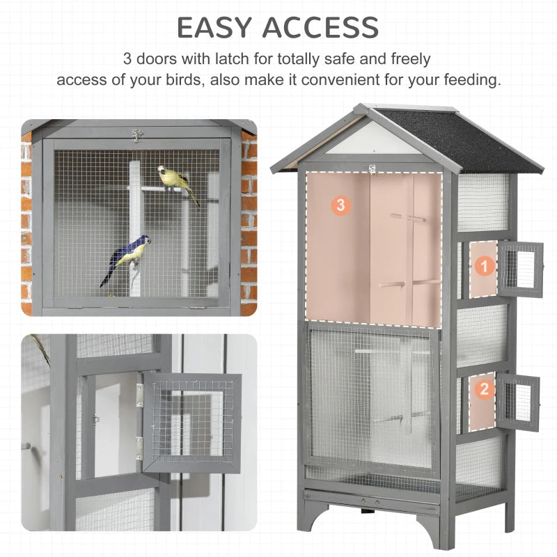 Grey Wooden Outdoor Bird Cage for Finches and Canaries