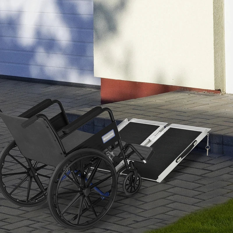 Aluminium Folding Wheelchair Ramp - Portable Mobility Assistance (Black)