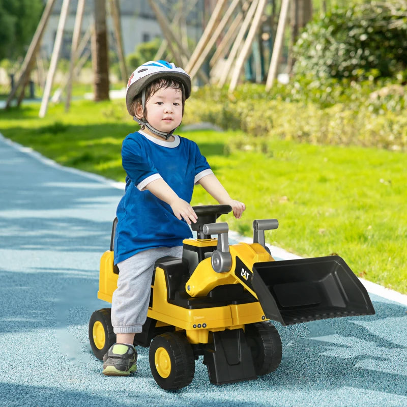 Yellow Kids Construction Ride-On Excavator Toy with Shovel & Horn for Ages 1-3