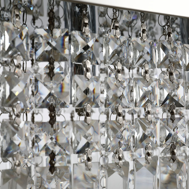 Silver Square Crystal Ceiling Light Fixture