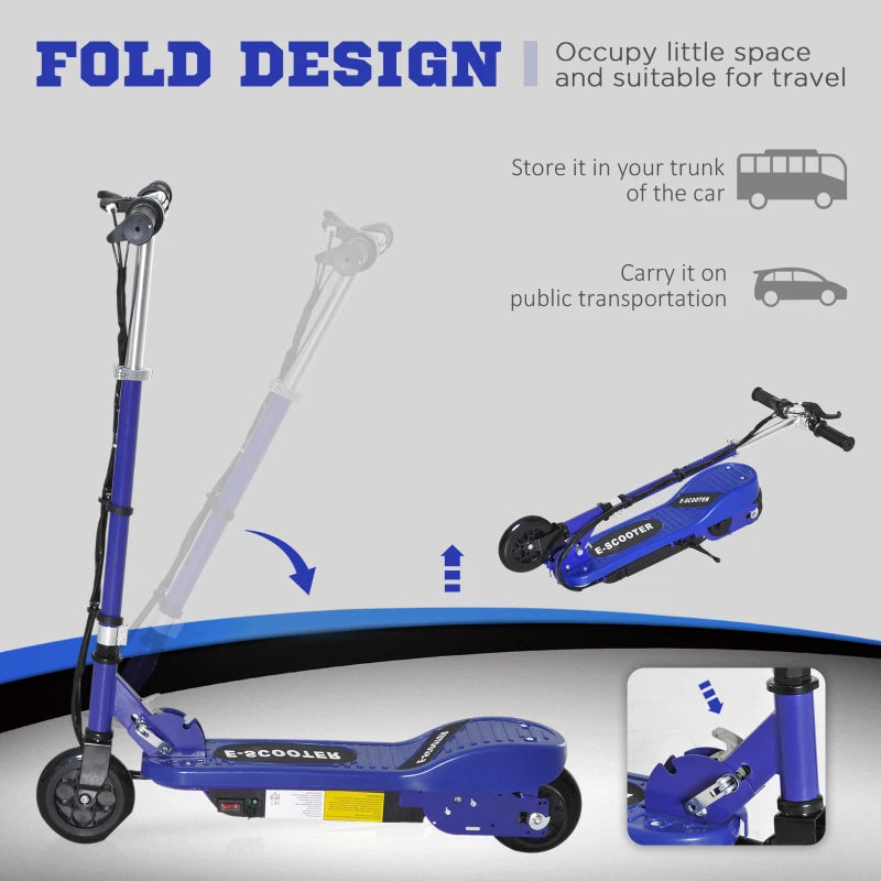 Blue/Black Folding Electric Kids Scooter for Ages 7-14