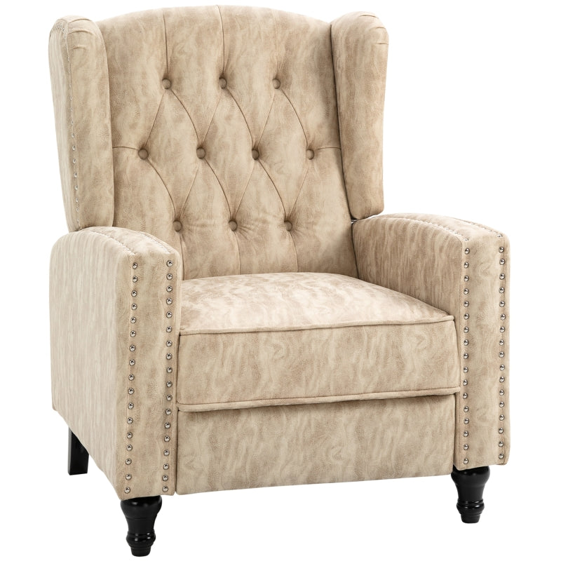 Beige Reclining Armchair with Chesterfield Style