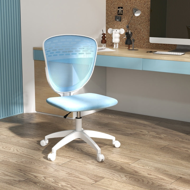 Blue Mesh Office Chair with Swivel Wheels