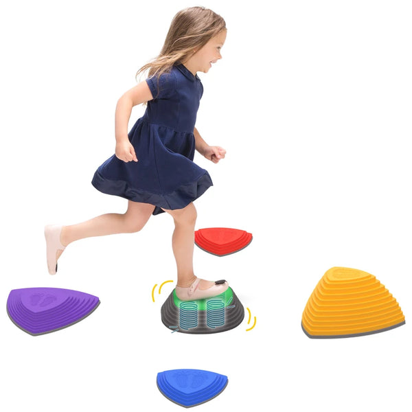 River Stone Kids Balance Stepping Stones Set - 5 Pcs, Outdoor Indoor, Non-Slip