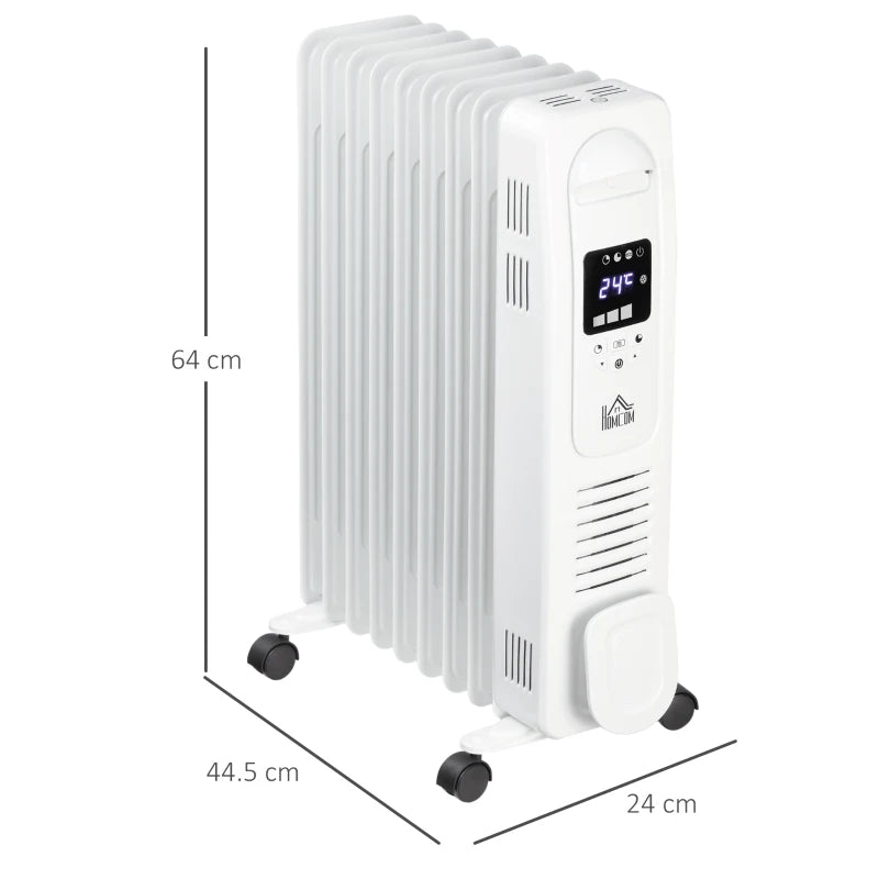White 2000W Digital Oil Filled Radiator with Timer & Remote Control