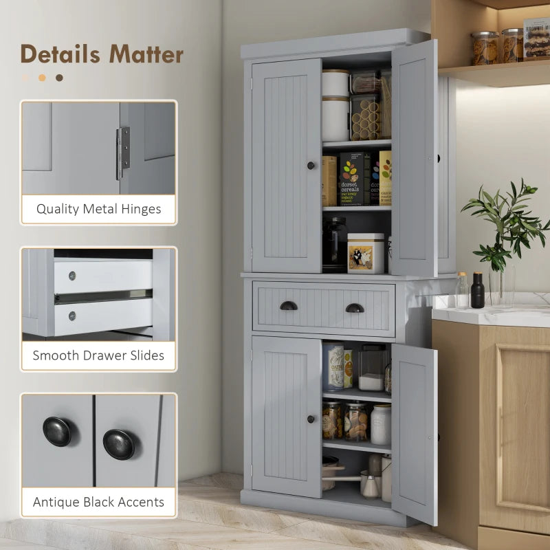 Grey Freestanding Kitchen Storage Cabinet