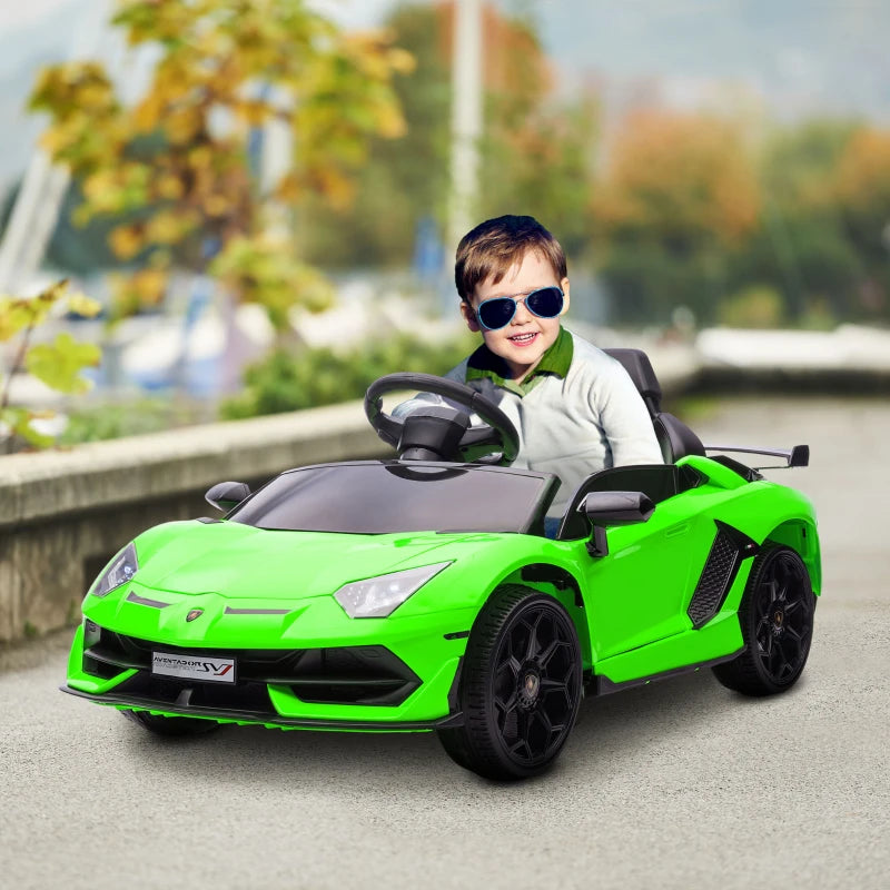 Green Lamborghini Style 12V Kids Electric Car with Butterfly Doors and Remote Control
