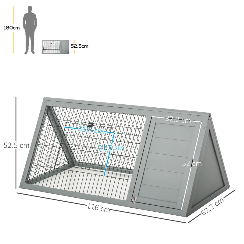 Grey Triangle Small Animal Hutch 116 x 62.2 x 52.5 cm