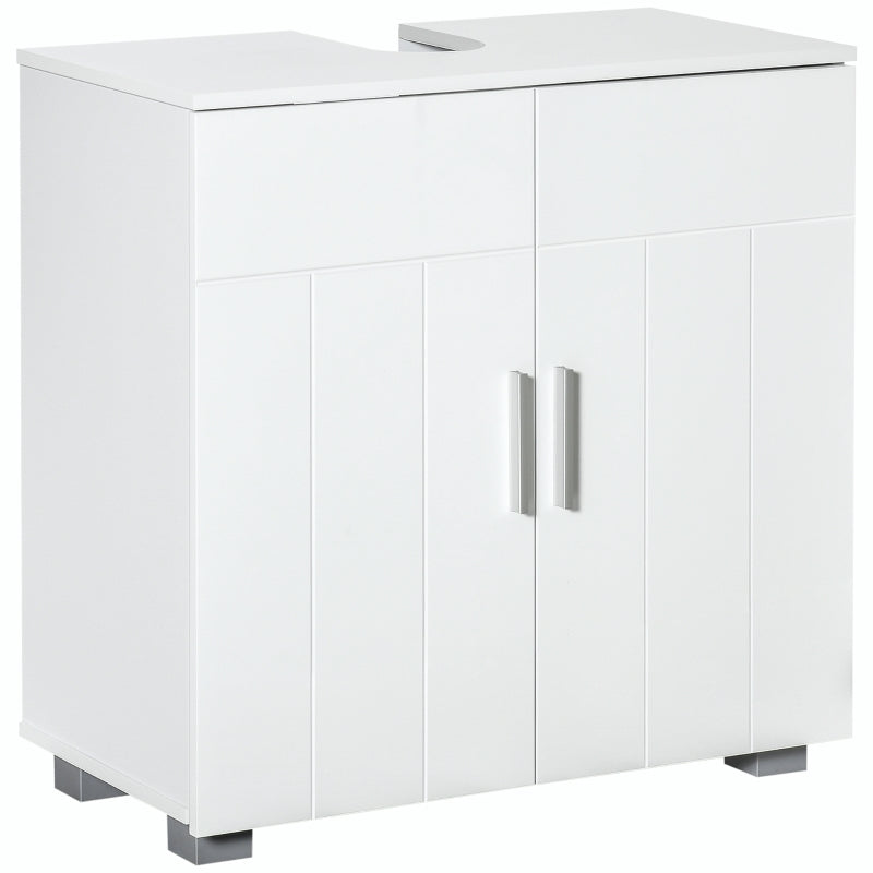 White Under Sink Storage Cabinet with Double Doors