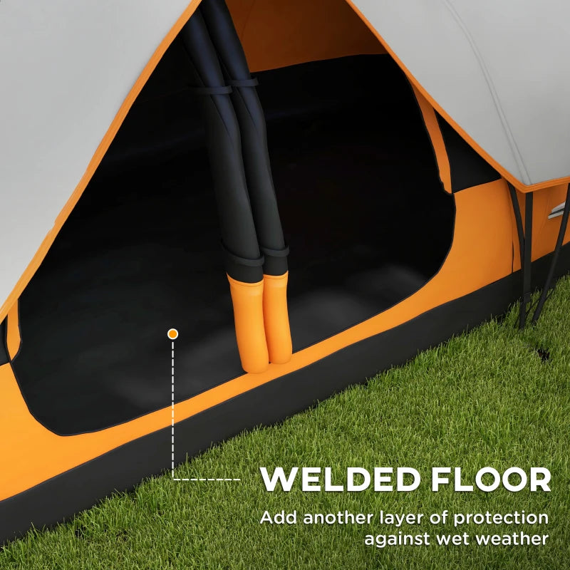 Orange 6-Person Tent with 2 Rooms, Rainfly & Accessories