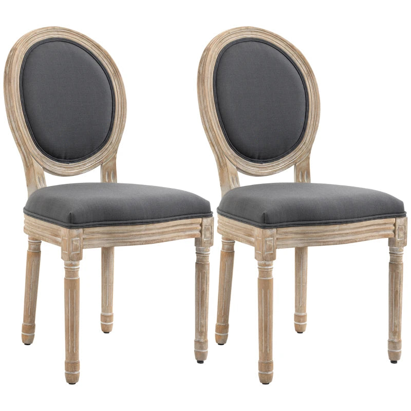 Grey French-Style Wooden Dining Chairs Set of 2