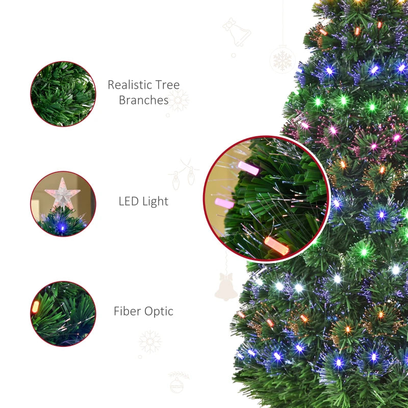 5FT Pre-Lit Christmas Tree with Star Topper - Green Metal Base