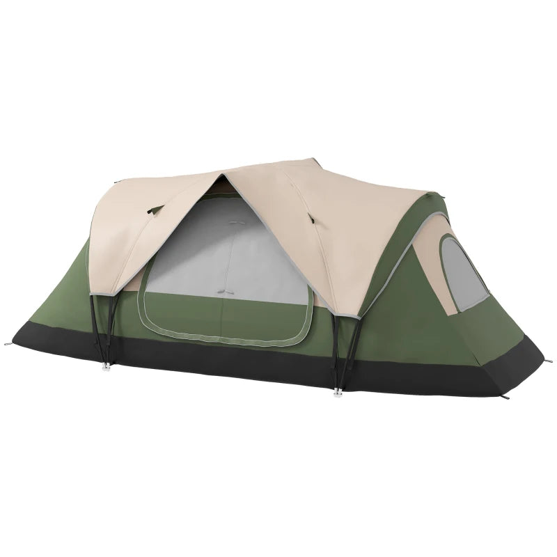 6-8 Person Dark Green Camping Tent with Waterproof Rainfly and Carry Bag