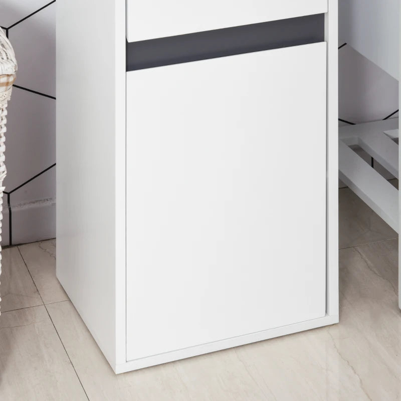 White Tri-Compartment Bathroom Storage Cabinet