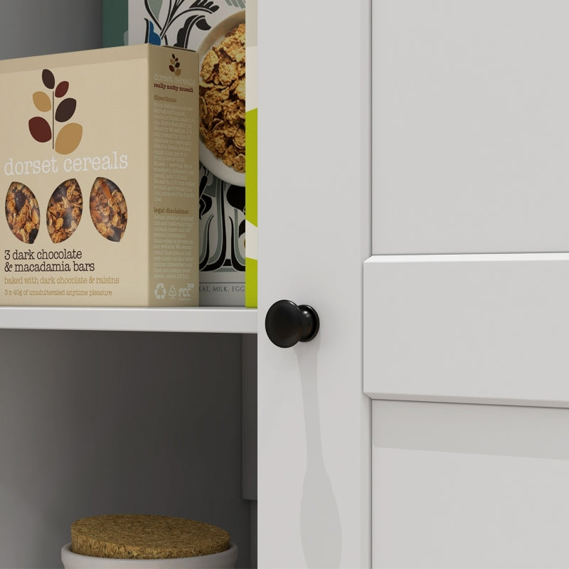 White 2-Door Kitchen Storage Cabinet, Freestanding Pantry Cupboard