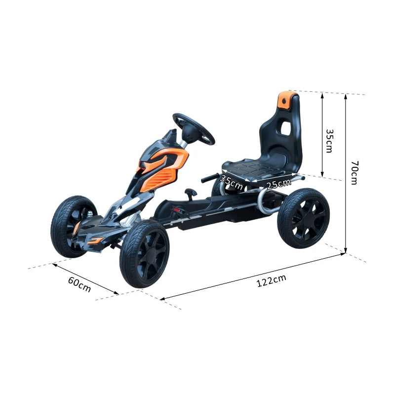 Orange/Black Kids Pedal Go Kart with Braking System