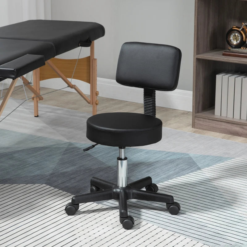 Black Swivel Salon Chair with Adjustable Height and Wheels