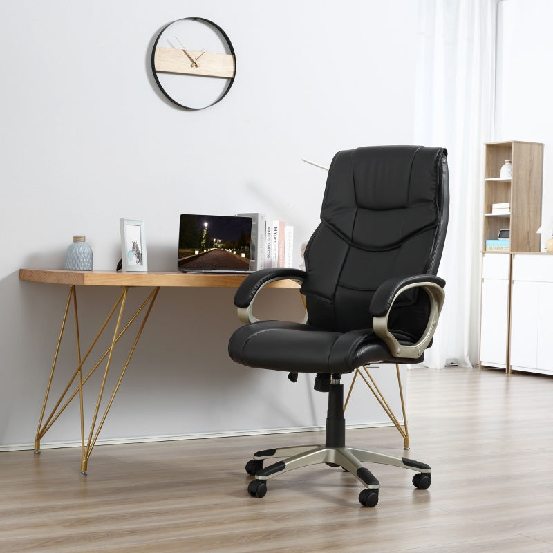 Black High Back Faux Leather Office Chair with Rocking Function