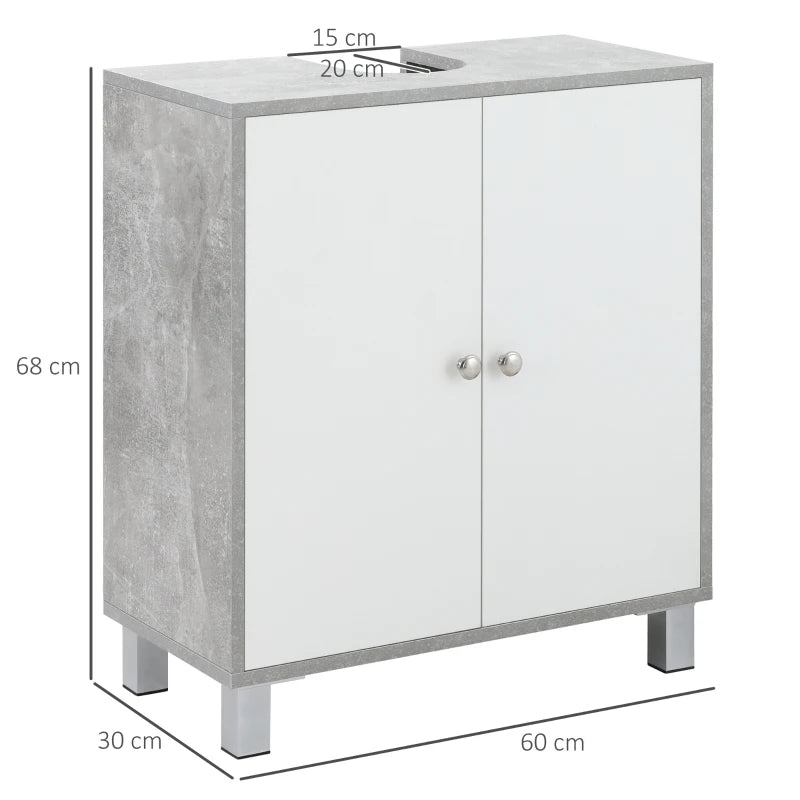 White and Grey Under Sink Bathroom Storage Cabinet