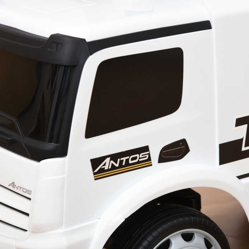 White 3-in-1 Kids Ride-On Mercedes Truck with Storage Handle